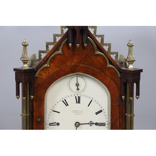 869 - A VICTORIAN WALNUT CHIMING BRACKET CLOCK. the 6 3/4