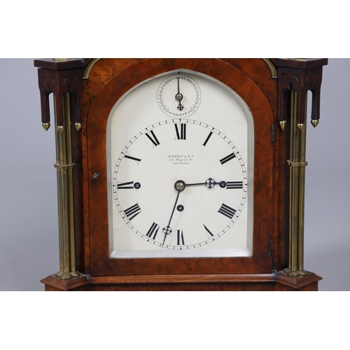 869 - A VICTORIAN WALNUT CHIMING BRACKET CLOCK. the 6 3/4
