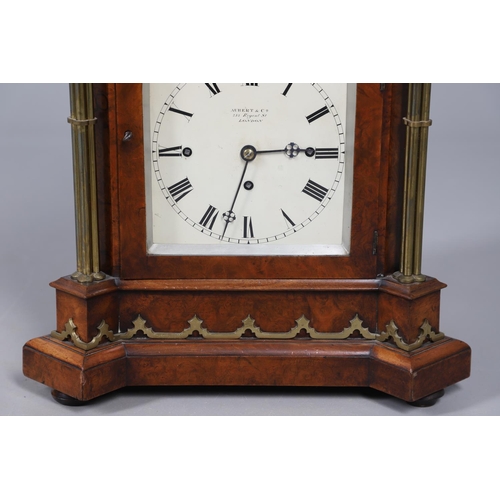 869 - A VICTORIAN WALNUT CHIMING BRACKET CLOCK. the 6 3/4
