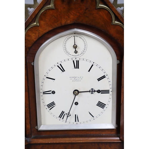 869 - A VICTORIAN WALNUT CHIMING BRACKET CLOCK. the 6 3/4