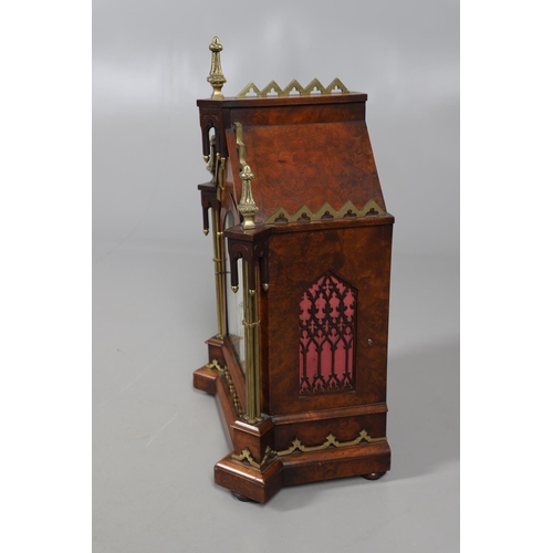 869 - A VICTORIAN WALNUT CHIMING BRACKET CLOCK. the 6 3/4