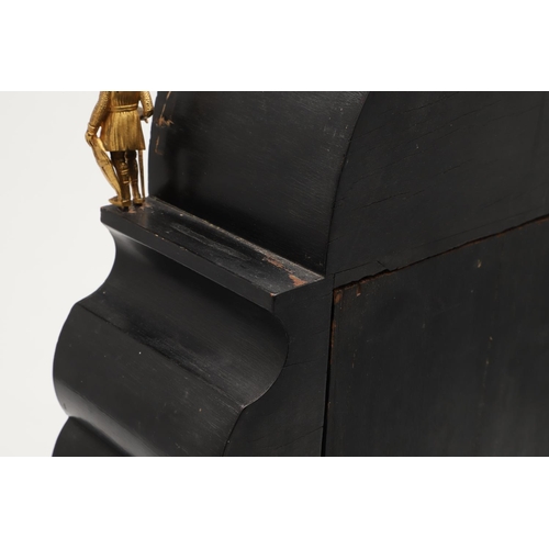 870 - A 19TH CENTURY FRENCH EBONISED AND INLAID MANTEL CLOCK, CIRCA 1860. the gilt metal and enamel dial s... 