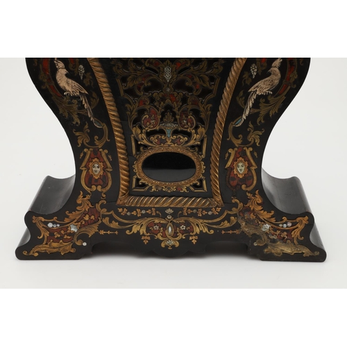 870 - A 19TH CENTURY FRENCH EBONISED AND INLAID MANTEL CLOCK, CIRCA 1860. the gilt metal and enamel dial s... 