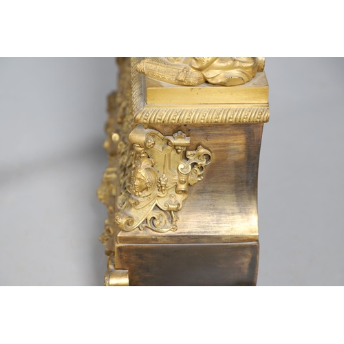 873 - A 19TH CENTURY FRENCH ORMOLU FIGURAL MANTEL CLOCK GARNITURE. in the Louis XVI style, the two train c... 