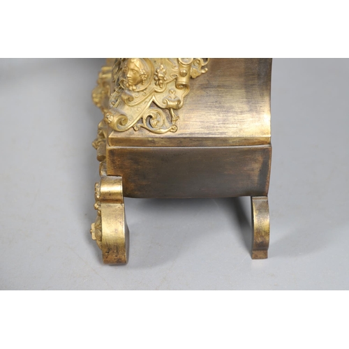 873 - A 19TH CENTURY FRENCH ORMOLU FIGURAL MANTEL CLOCK GARNITURE. in the Louis XVI style, the two train c... 