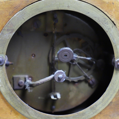 873 - A 19TH CENTURY FRENCH ORMOLU FIGURAL MANTEL CLOCK GARNITURE. in the Louis XVI style, the two train c... 