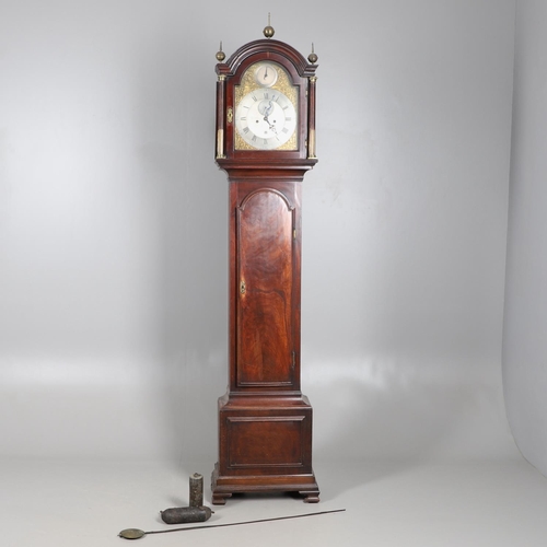 874 - A LATE 18TH CENTURY EIGHT DAY MAHOGANY LONGCASE CLOCK. the 12