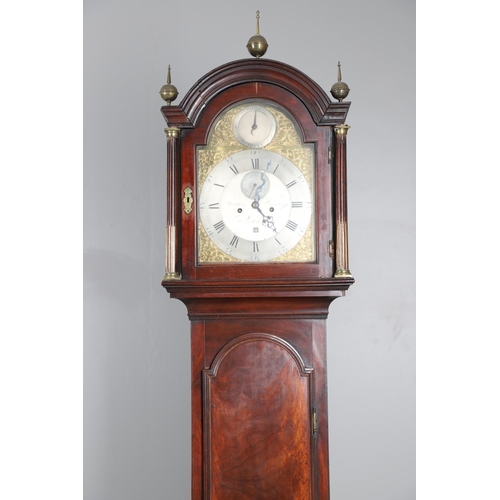 874 - A LATE 18TH CENTURY EIGHT DAY MAHOGANY LONGCASE CLOCK. the 12
