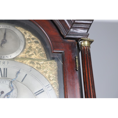 874 - A LATE 18TH CENTURY EIGHT DAY MAHOGANY LONGCASE CLOCK. the 12