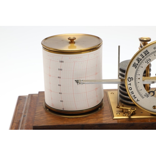876 - AN EARLY 20TH CENTURY OAK CASED BAROGRAPH. possibly by Short & Mason of London, the bevelled glass c... 
