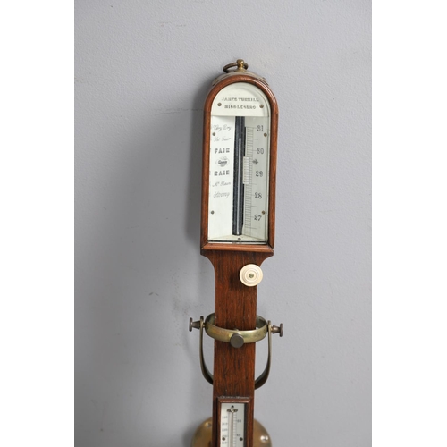 877 - A 19TH CENTURY ROSEWOOD MARINE STICK BAROMETER. the ivory dial signed James Turkill, Middlesborough,... 