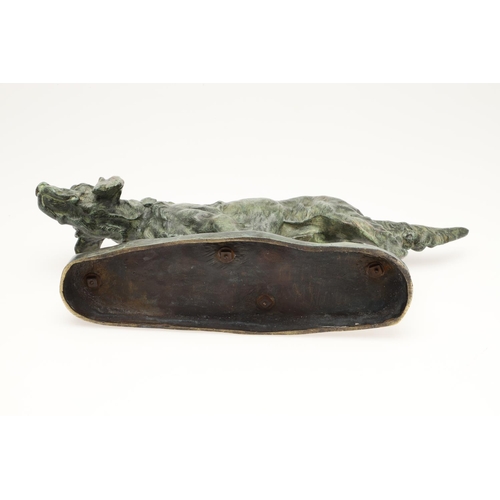 879 - AFTER THOMAS FRANCOIS CARTIER (1879 - 1943). bronze of a Setter, with green painted finish, signed T... 