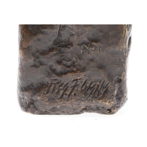 883 - REGINALD FAIRFAX WELLS (1877 - 1951), 'CHILD ON A CUSHION', CIRCA 1900. a rare patinated bronze, sig... 