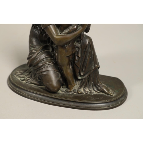 884 - AUGUSTE MOREAU (1834 - 1917), BRONZE FIGURAL GROUP. depicting Venus and Cupid, signed 'Moreau' to a ... 