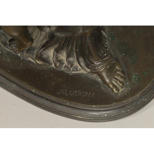 884 - AUGUSTE MOREAU (1834 - 1917), BRONZE FIGURAL GROUP. depicting Venus and Cupid, signed 'Moreau' to a ... 