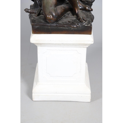 885 - AFTER PIERRE JULIEN (1731 - 1804), A LARGE BRONZE STUDY, THE DYING GAUL. the wounded figure collapse... 