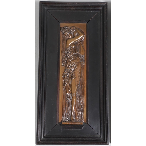 888 - A PAIR FRENCH BRONZE PLAQUES, BARDENIENNE FOUNDRY. 19th century, depicting maidens holding water urn... 