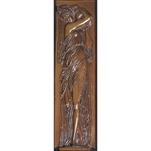 888 - A PAIR FRENCH BRONZE PLAQUES, BARDENIENNE FOUNDRY. 19th century, depicting maidens holding water urn... 