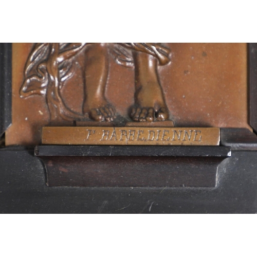 888 - A PAIR FRENCH BRONZE PLAQUES, BARDENIENNE FOUNDRY. 19th century, depicting maidens holding water urn... 