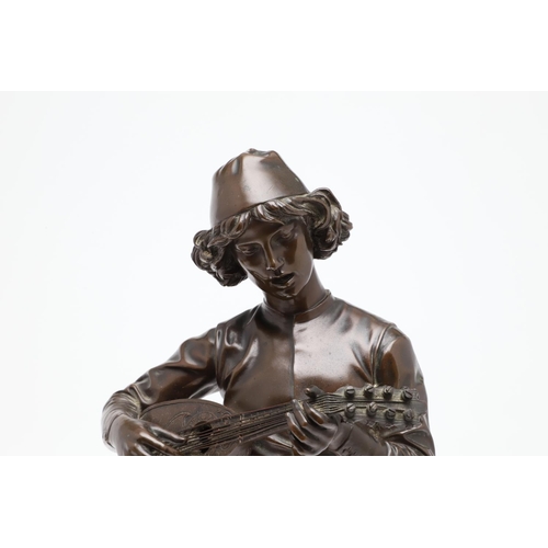 889 - PAUL DUBOIS (FRENCH 1829 - 1905). 19th century brown patinated bronze of the 'Chanteur Florentine', ... 