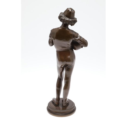 889 - PAUL DUBOIS (FRENCH 1829 - 1905). 19th century brown patinated bronze of the 'Chanteur Florentine', ... 