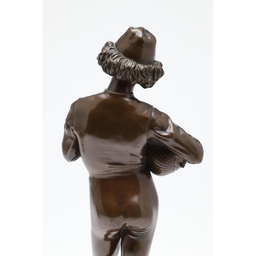 889 - PAUL DUBOIS (FRENCH 1829 - 1905). 19th century brown patinated bronze of the 'Chanteur Florentine', ... 