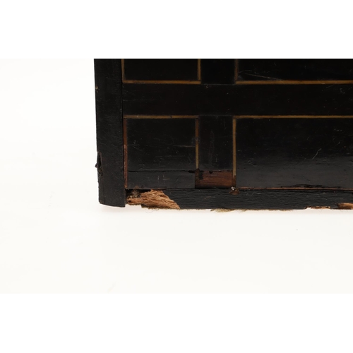 905 - A 17TH CENTURY EBONISED TABLE TOP COLLECTOR'S CABINET. of rectangular form with bone inlaid top and ... 