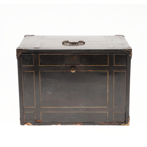 905 - A 17TH CENTURY EBONISED TABLE TOP COLLECTOR'S CABINET. of rectangular form with bone inlaid top and ... 