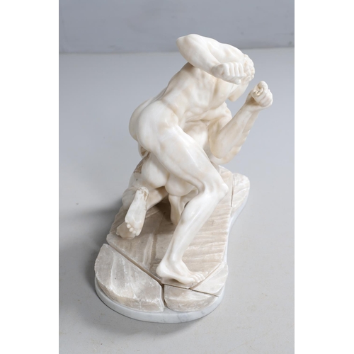906 - AFTER THE ANTIQUE, 'THE WRESTLERS'. Carrara marble, upon a polished grey marble base, height 45cm, d... 
