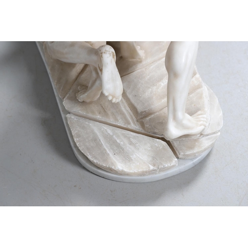 906 - AFTER THE ANTIQUE, 'THE WRESTLERS'. Carrara marble, upon a polished grey marble base, height 45cm, d... 