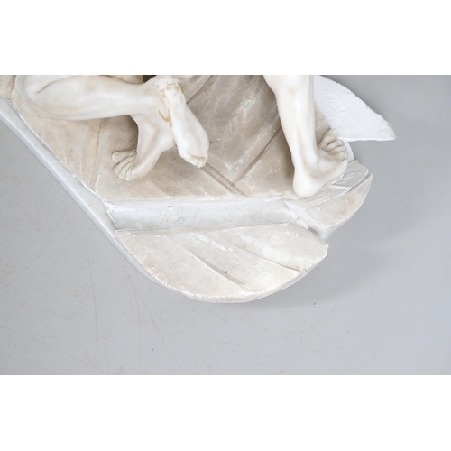 906 - AFTER THE ANTIQUE, 'THE WRESTLERS'. Carrara marble, upon a polished grey marble base, height 45cm, d... 