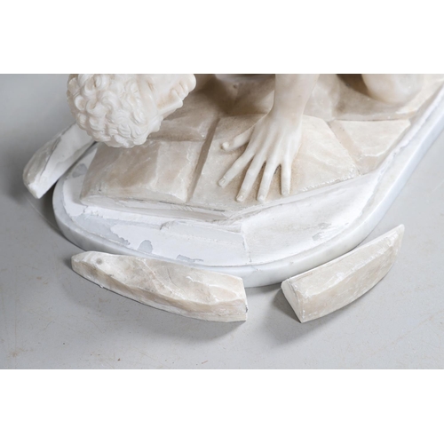 906 - AFTER THE ANTIQUE, 'THE WRESTLERS'. Carrara marble, upon a polished grey marble base, height 45cm, d... 