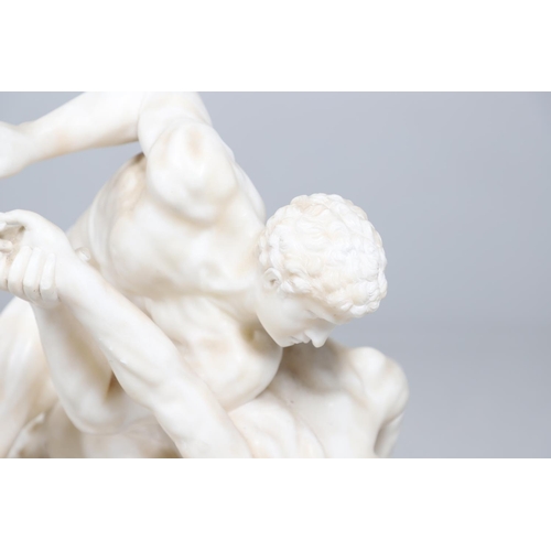 906 - AFTER THE ANTIQUE, 'THE WRESTLERS'. Carrara marble, upon a polished grey marble base, height 45cm, d... 
