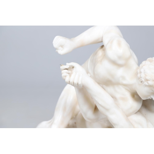 906 - AFTER THE ANTIQUE, 'THE WRESTLERS'. Carrara marble, upon a polished grey marble base, height 45cm, d... 