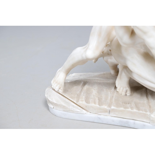 906 - AFTER THE ANTIQUE, 'THE WRESTLERS'. Carrara marble, upon a polished grey marble base, height 45cm, d... 