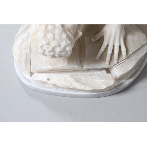 906 - AFTER THE ANTIQUE, 'THE WRESTLERS'. Carrara marble, upon a polished grey marble base, height 45cm, d... 