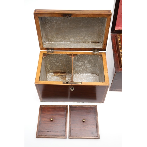 912 - A GEORGE III PARTRIDGE WOOD TEA CADDY. of canted form with boxwood stringing and ivory escutcheon, t... 