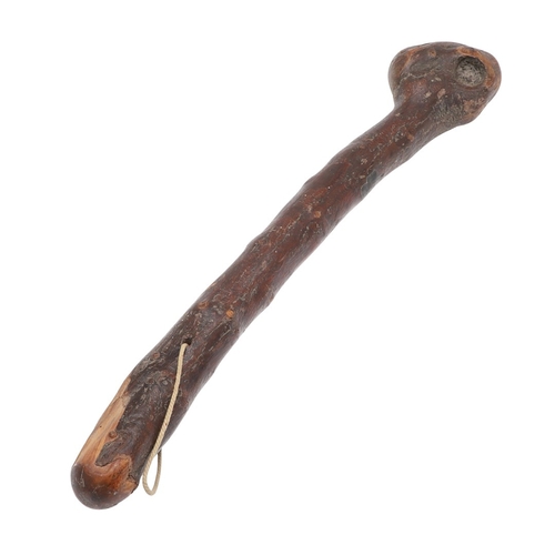 134 - AN IRISH SILVER MOUNTED SHILLELAGH. An Irish Shillelagh of traditional form, the end carved with a t... 