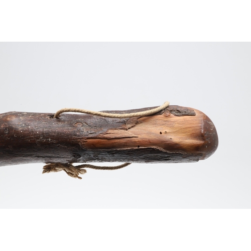 134 - AN IRISH SILVER MOUNTED SHILLELAGH. An Irish Shillelagh of traditional form, the end carved with a t... 