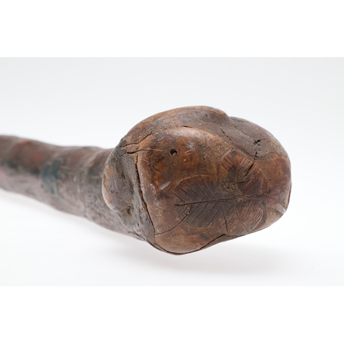 134 - AN IRISH SILVER MOUNTED SHILLELAGH. An Irish Shillelagh of traditional form, the end carved with a t... 