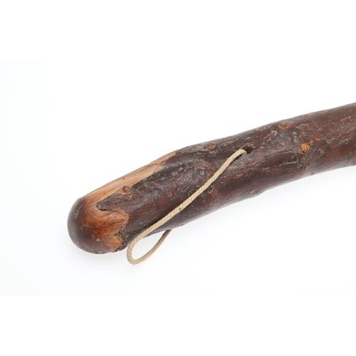 134 - AN IRISH SILVER MOUNTED SHILLELAGH. An Irish Shillelagh of traditional form, the end carved with a t... 