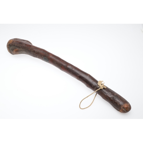 134 - AN IRISH SILVER MOUNTED SHILLELAGH. An Irish Shillelagh of traditional form, the end carved with a t... 