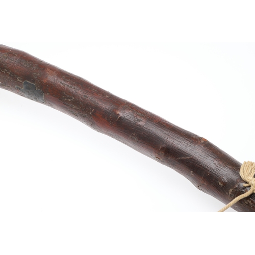 134 - AN IRISH SILVER MOUNTED SHILLELAGH. An Irish Shillelagh of traditional form, the end carved with a t... 