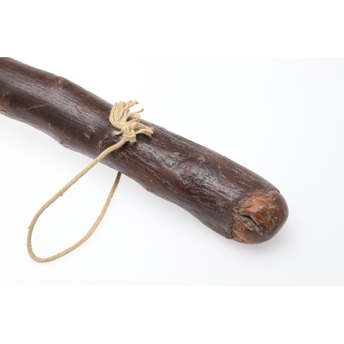 134 - AN IRISH SILVER MOUNTED SHILLELAGH. An Irish Shillelagh of traditional form, the end carved with a t... 