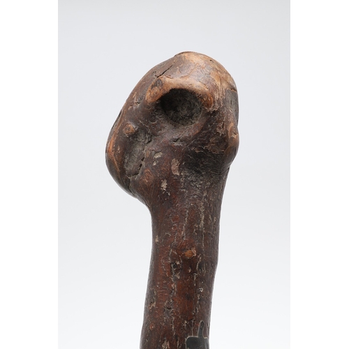 134 - AN IRISH SILVER MOUNTED SHILLELAGH. An Irish Shillelagh of traditional form, the end carved with a t... 