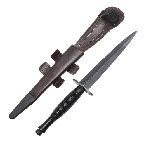 141 - A THIRD PATTERN FAIRBURN SYKES TYPE FIGHTING KNIFE BY WILLIAM RODGERS. With a 17cm double edged poin... 