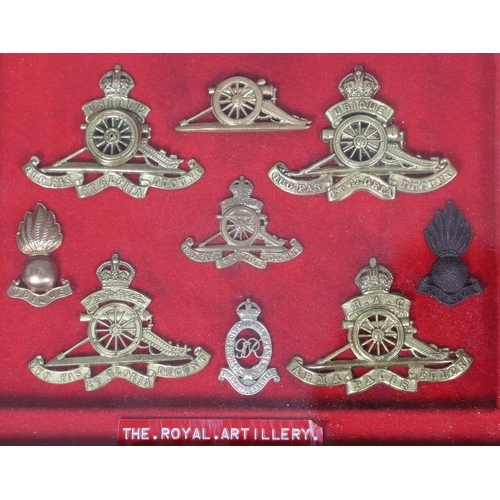 THREE FRAMED COLLECTIONS OF REGIMENTAL CAP BADGES. A collection of ...