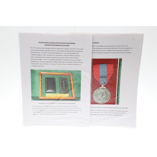 1009 - A COLLECTION OF IMPERIAL SERVICE MEDALS. A family pair of Imperial Service Medals comprising a Georg... 