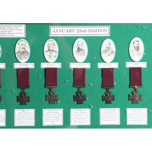 1040 - THE VICTORIA CROSSES OF RORKE'S DRIFT. A framed study of the eleven Victoria Crosses awarded at Rork... 