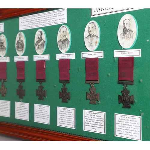 1040 - THE VICTORIA CROSSES OF RORKE'S DRIFT. A framed study of the eleven Victoria Crosses awarded at Rork... 